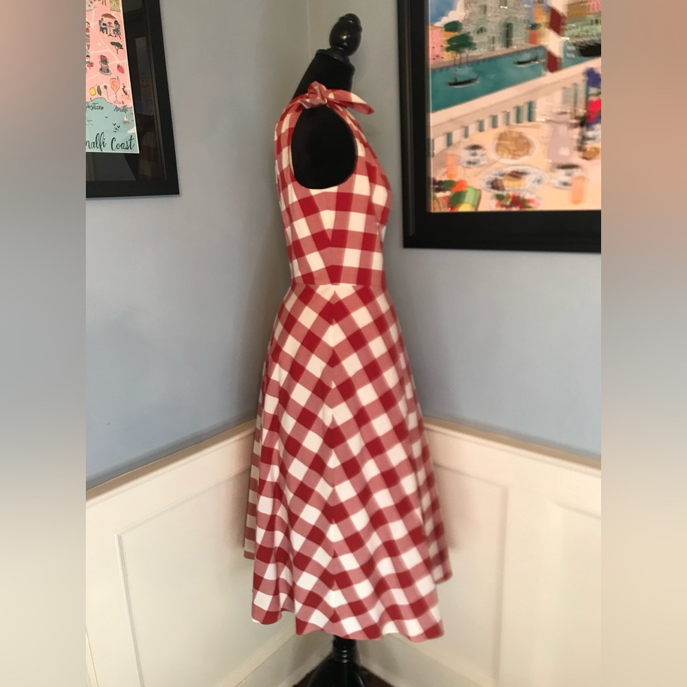 Kate Spade New York NWT Red and White Gingham Lava Falls Midi Dress Sz 14 - Picture 3 of 15